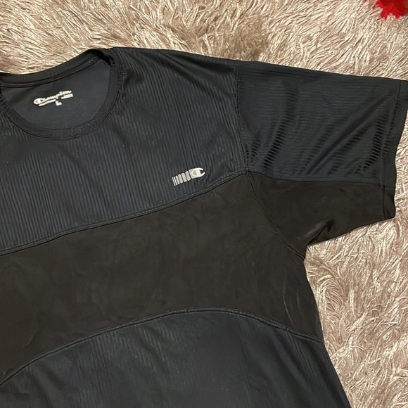 CHAMPION Black Short‎ Sleeve Workout Running Tee Shirt Size Large - Picture 3 of 9